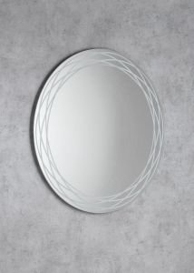 RINGO okrągłe lustro podświetlane LED ze wzorem, ø 80cm, folia przeciwmgielna, 2700°K