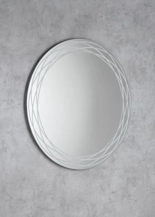 RINGO okrągłe lustro podświetlane LED ze wzorem, ø 80cm, folia przeciwmgielna, 2700°K