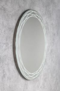 RINGO okrągłe lustro podświetlane LED ze wzorem, ø 80cm, folia przeciwmgielna, 2700°K