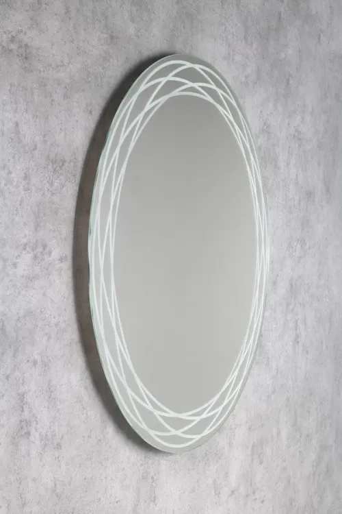 RINGO okrągłe lustro podświetlane LED ze wzorem, ø 80cm, folia przeciwmgielna, 2700°K