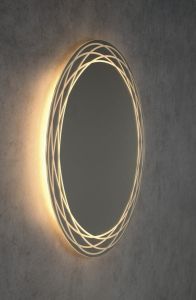 RINGO okrągłe lustro podświetlane LED ze wzorem, ø 80cm, folia przeciwmgielna, 2700°K