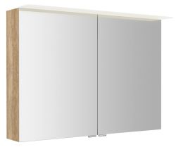 LINEX szafka z lustrem, oświetlenie LED, 100x70x15cm, dąb Alabama