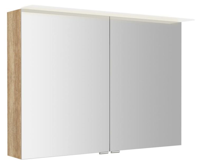 LINEX szafka z lustrem, oświetlenie LED, 100x70x15cm, dąb Alabama