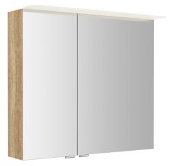 LINEX szafka z lustrem, oświetlenie LED, 80x70x15cm, dąb Alabama