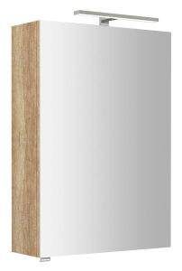 RIWA szafka z lustrem, oświetlenie LED, 50x70x17cm, dąb Alabama