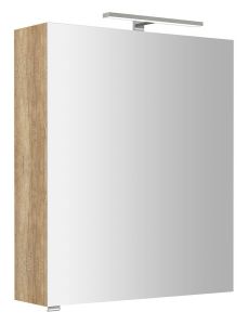 RIWA szafka z lustrem, oświetlenie LED, 60x70x17cm, dąb Alabama