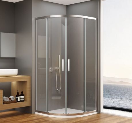 Przejdź do produktu BORG kabina prysznicowa półokrągła 900x900x1950 mm, R550, szkło czyste