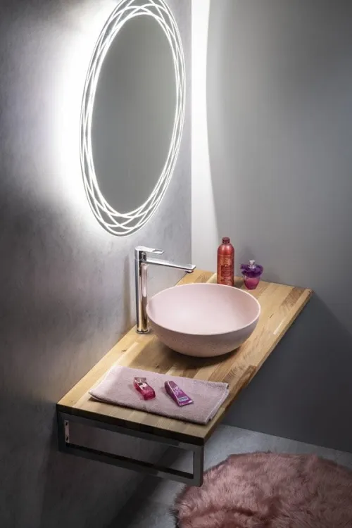 FORMIGO umywalka betonowa, średnica 39 cm, różowy
