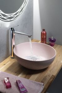FORMIGO umywalka betonowa, średnica 39 cm, różowy