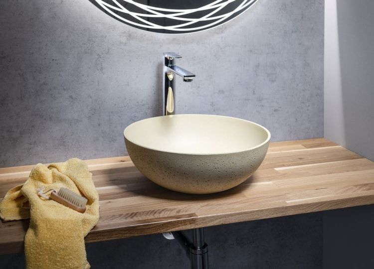 FORMIGO umywalka betonowa, średnica 39 cm, żółty