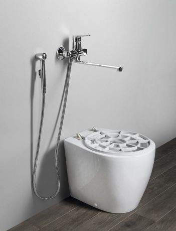 Przejdź do produktu Komora gospodarcza stojąca z rusztem 36x52cm, odpływ poziomy/pionowy, biały