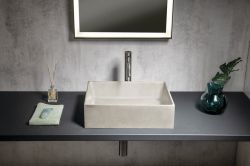 FORMIGO umywalka betonowa, 47,5x14x36,5 cm, piaskowy