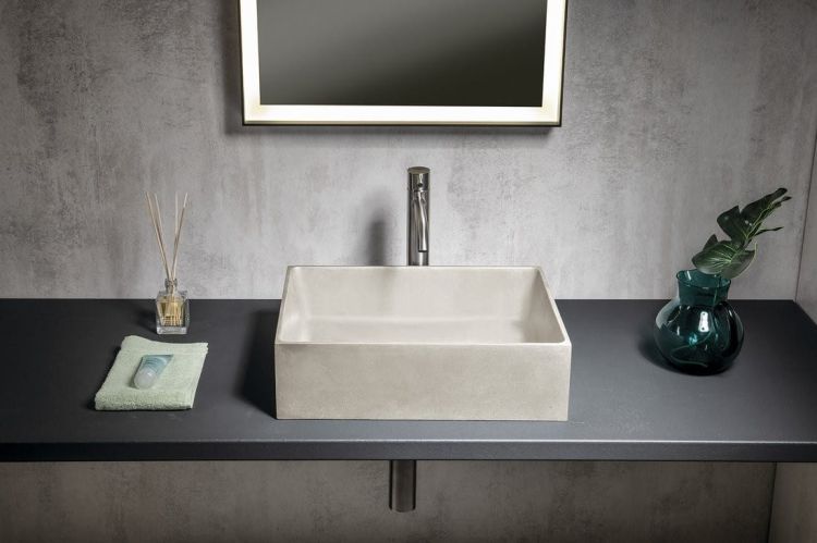 FORMIGO umywalka betonowa, 47,5x14x36,5 cm, piaskowy