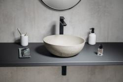 FORMIGO umywalka betonowa, średnica 39 cm, piaskowy
