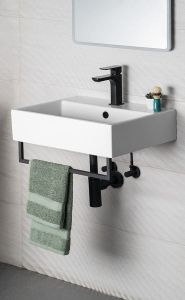 HANG wieszak na ręczniki pod umywalkę 460x98mm, czarny mat