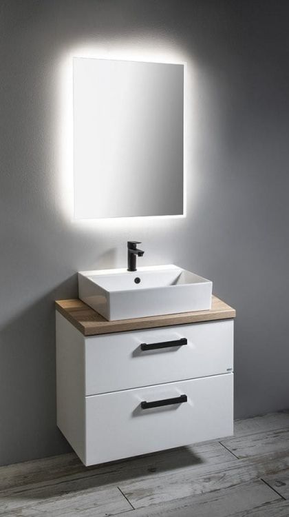 VEGA zestaw łazienkowy, szerokość 82,5 cm, biały/dąb platin