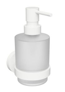X-ROUND WHITE wiszący dozownik mydła 200 ml, szkło mleczne, biały mat
