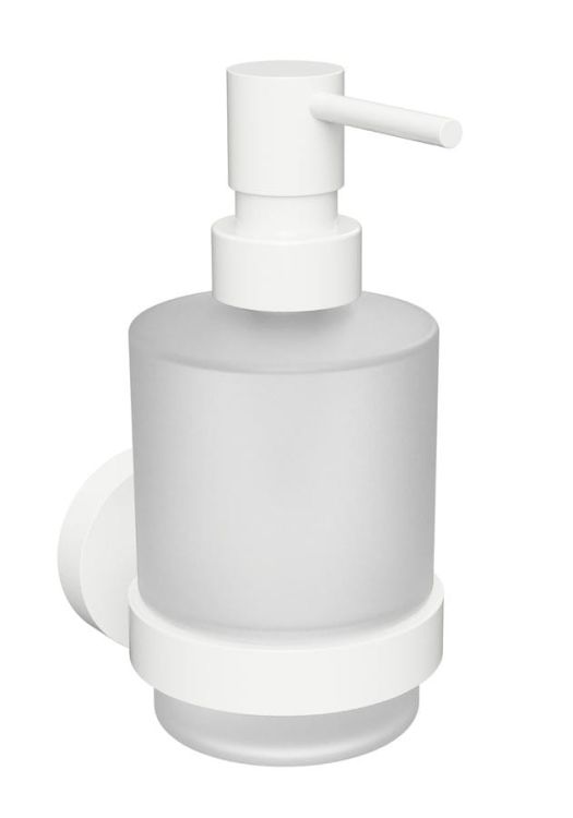 X-ROUND WHITE wiszący dozownik mydła 200 ml, szkło mleczne, biały mat