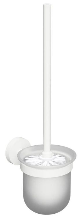 X-ROUND WHITE wisząca szczotka do WC, szkło mleczne, biały mat