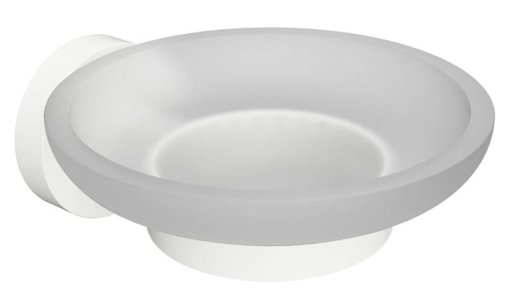X-ROUND WHITE wiszący mydelniczka, szkło mleczne, biały mat