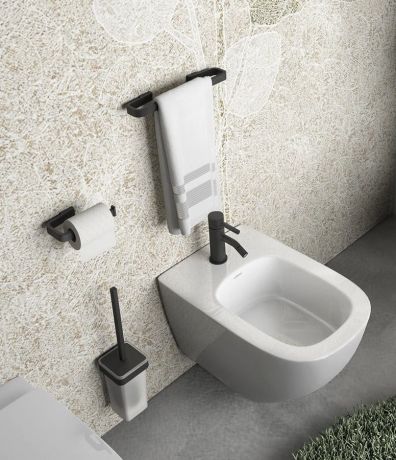 Przejdź do produktu SAMOA wisząca szczotka do WC, szkło mleczne, czarny mat