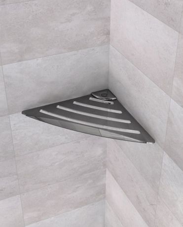 Przejdź do produktu Półka narożna do kabiny prysznicowej 178x178mm, ABS/stal nierdzewna polerowana