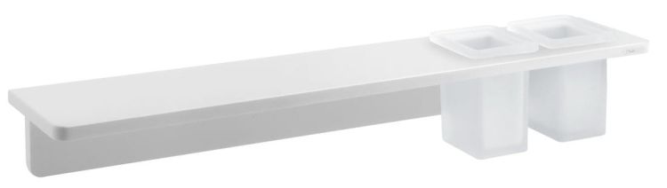 ABELINE półka + 2 kubki, 600mm, Rockstone, biały mat