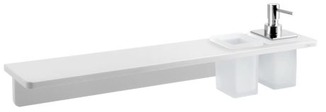 Przejdź do produktu ABELINE półka, kubek + dozownik mydła/chrom, 600mm, Rockstone, biały mat