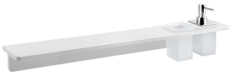 Przejdź do produktu ABELINE półka, kubek + dozownik mydła/chrom, 800mm, Rockstone, biały mat