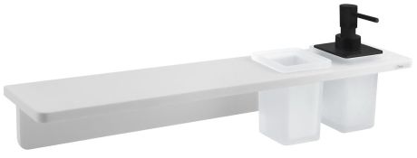 Przejdź do produktu ABELINE półka, kubek + dozownik mydła/czarny, 500mm, Rockstone, biały mat