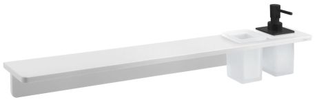Przejdź do produktu ABELINE półka, kubek + dozownik mydła/czarny, 800mm, Rockstone, biały mat