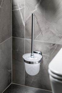 INSIA wisząca szczotka do WC, szkło mleczne, chrom