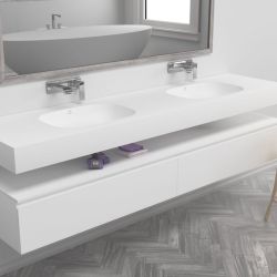 Umywalka podwójna konglomeratowa 120x50 cm na szafkę Soft 120/2