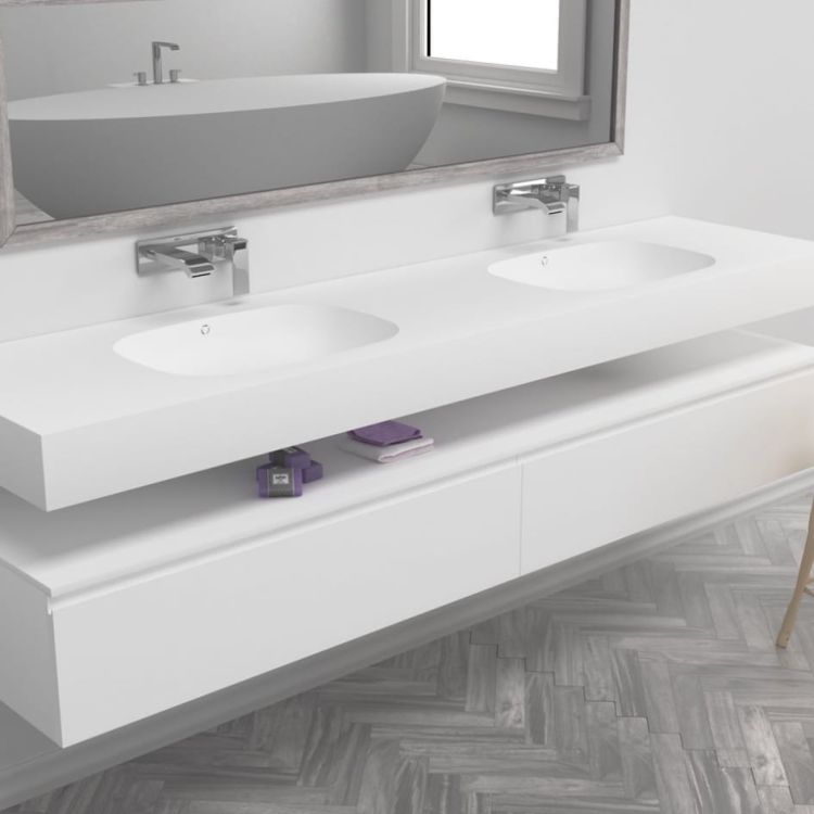 Umywalka podwójna konglomeratowa 120x50 cm na szafkę Soft 120/2