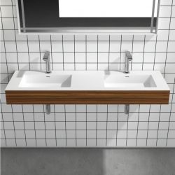 Umywalka podwójna konglomeratowa 160x60 cm na szafkę Basic160/2