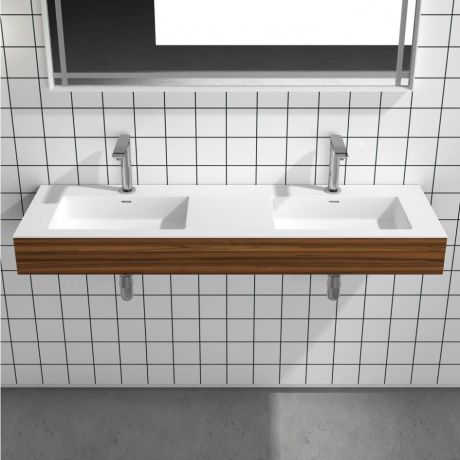 Przejdź do produktu Umywalka podwójna konglomeratowa 160x60 cm na szafkę Basic160/2