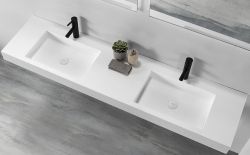 Umywalka podwójna konglomeratowa 160x60 cm na szafkę Basic160/2