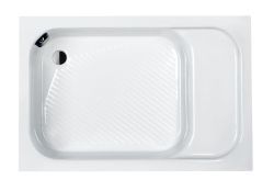 Wysoki brodzik prostokątny 80x120x28 cm z siedziskiem Classic Sanplast Bzs/CL 80x120x28+STB biew