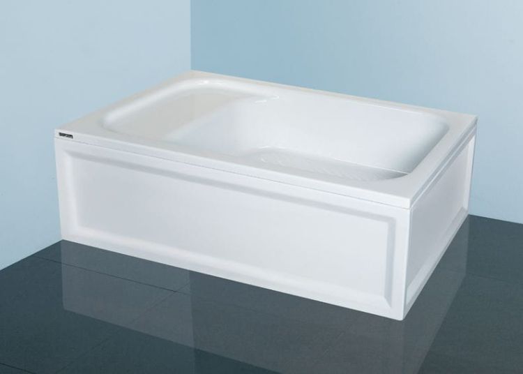 Wysoki brodzik prostokątny 80x120x28 cm z siedziskiem Classic Sanplast Bzs/CL 80x120x28+STB biew