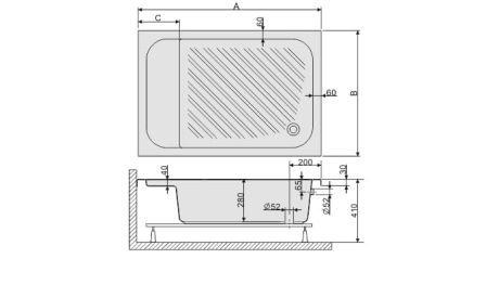Przejdź do produktu Wysoki brodzik prostokątny 80x120x28 cm z siedziskiem Classic Sanplast Bzs/CL 80x120x28+STB biew