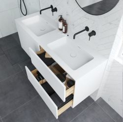 Umywalka podwójna konglomeratowa 160x60 cm na szafkę Basic160/2