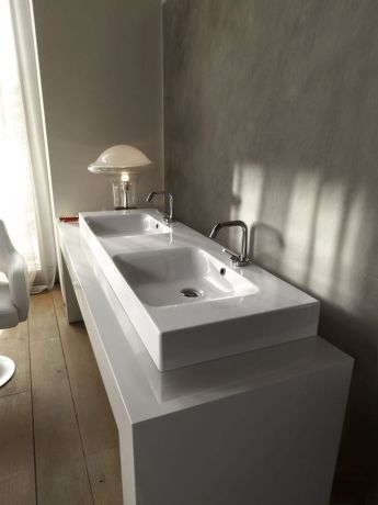Przejdź do produktu CENTO umywalka ceramiczna podwójna 140x45cm, biały