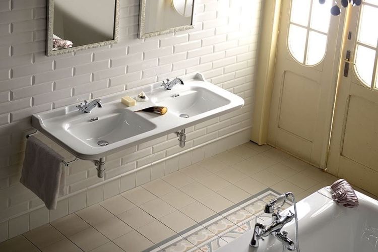 WALDORF umywalka ceramiczna podwójna 150x55cm