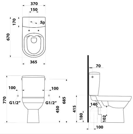 Przejdź do produktu BEHRENS RIMLESS kompakt WC, odpływ pionowy/poziomy, biały