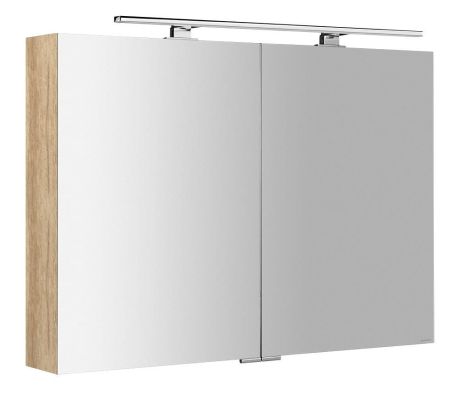 Przejdź do produktu MIRRÓ szafka z lustrem z oświetleniem LED, 100x70x16cm, dąb Alabama