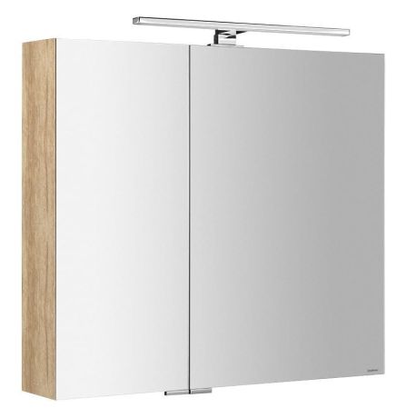 Przejdź do produktu MIRRÓ szafka z lustrem z oświetleniem LED, 80x70x16cm, dąb Alabama