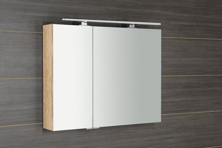 MIRRÓ szafka z lustrem z oświetleniem LED, 90x70x16cm, dąb Alabama