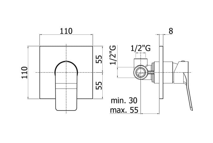 Bateria prysznicowa podtynkowa Paffoni Tilt TI010