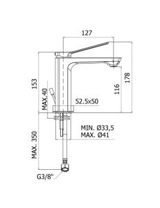 Bateria umywalkowa stojąca 15 cm Paffoni Tilt TI071
