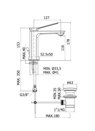 Przejdź do produktu Biała bateria umywalkowa stojąca 15 cm z korkiem Paffoni Tilt TI071KBO
